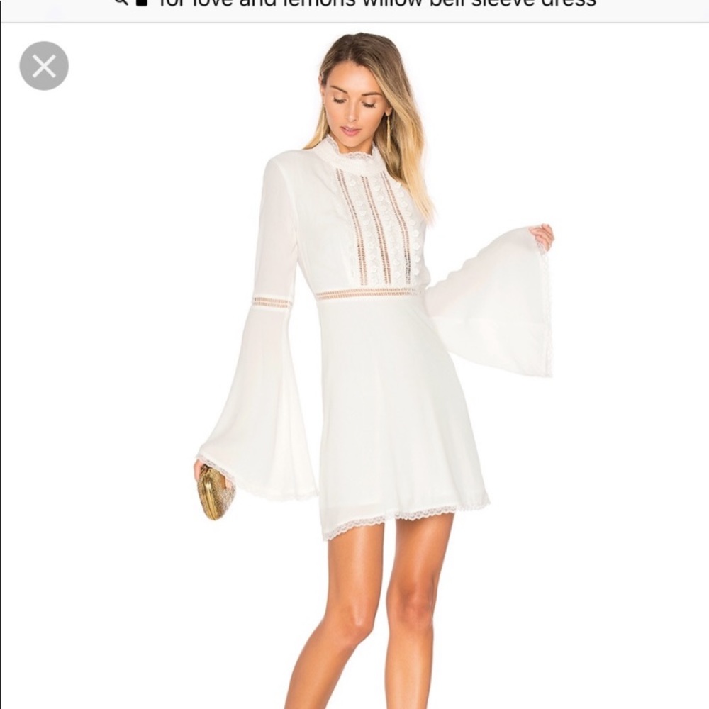 For Love And Lemons White Long Sleeve Dress